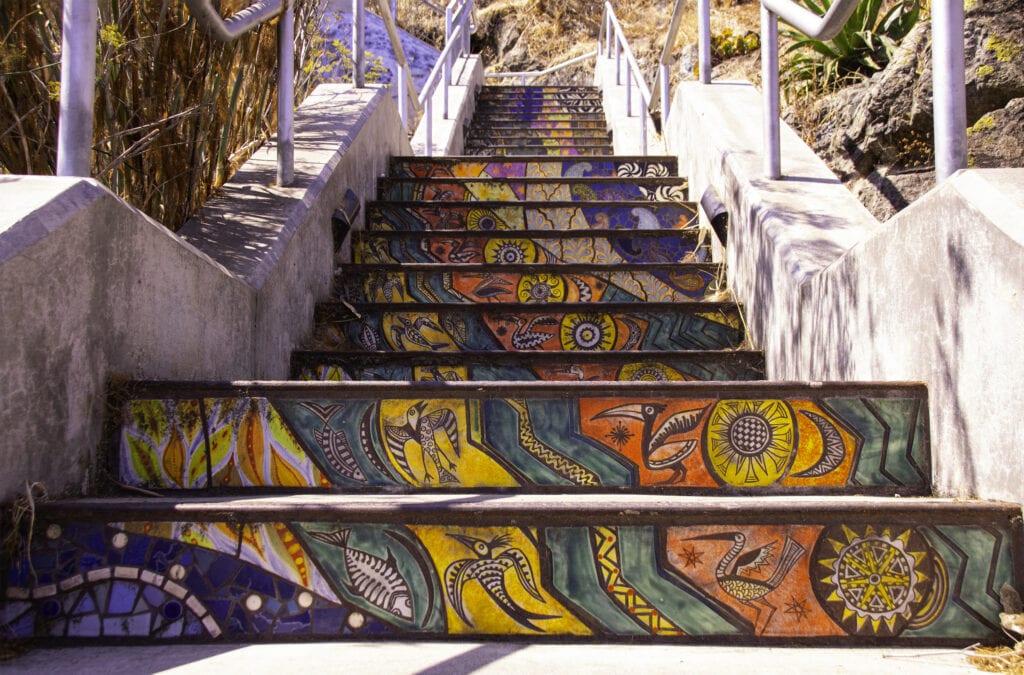 Stairs with artworks for every step