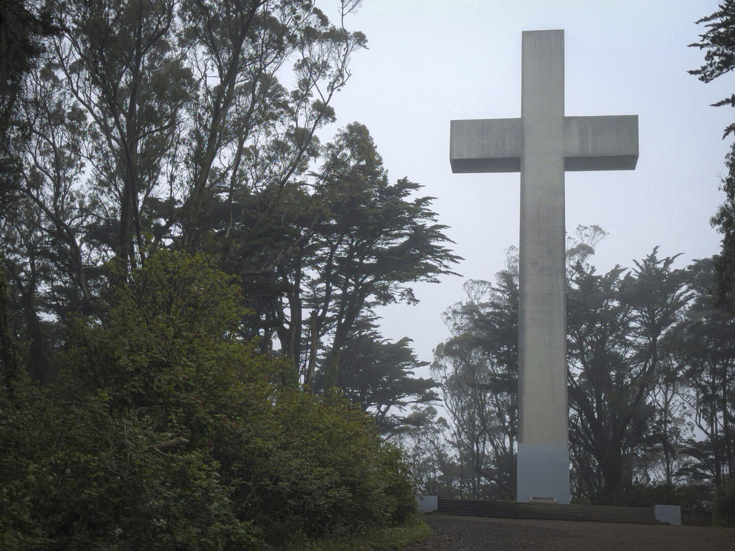 Mt. Davidson Cross at the top of the hill.